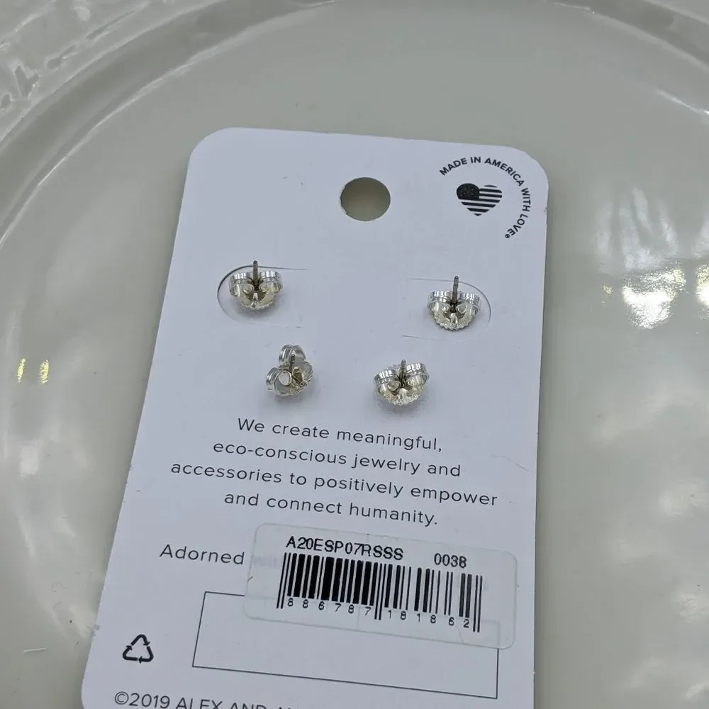 Alex and Ani Sterling Silver Green Set of Earrings - Picture 5 of 5